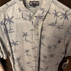 Kith Men's Light Blue Palm Print Shirt